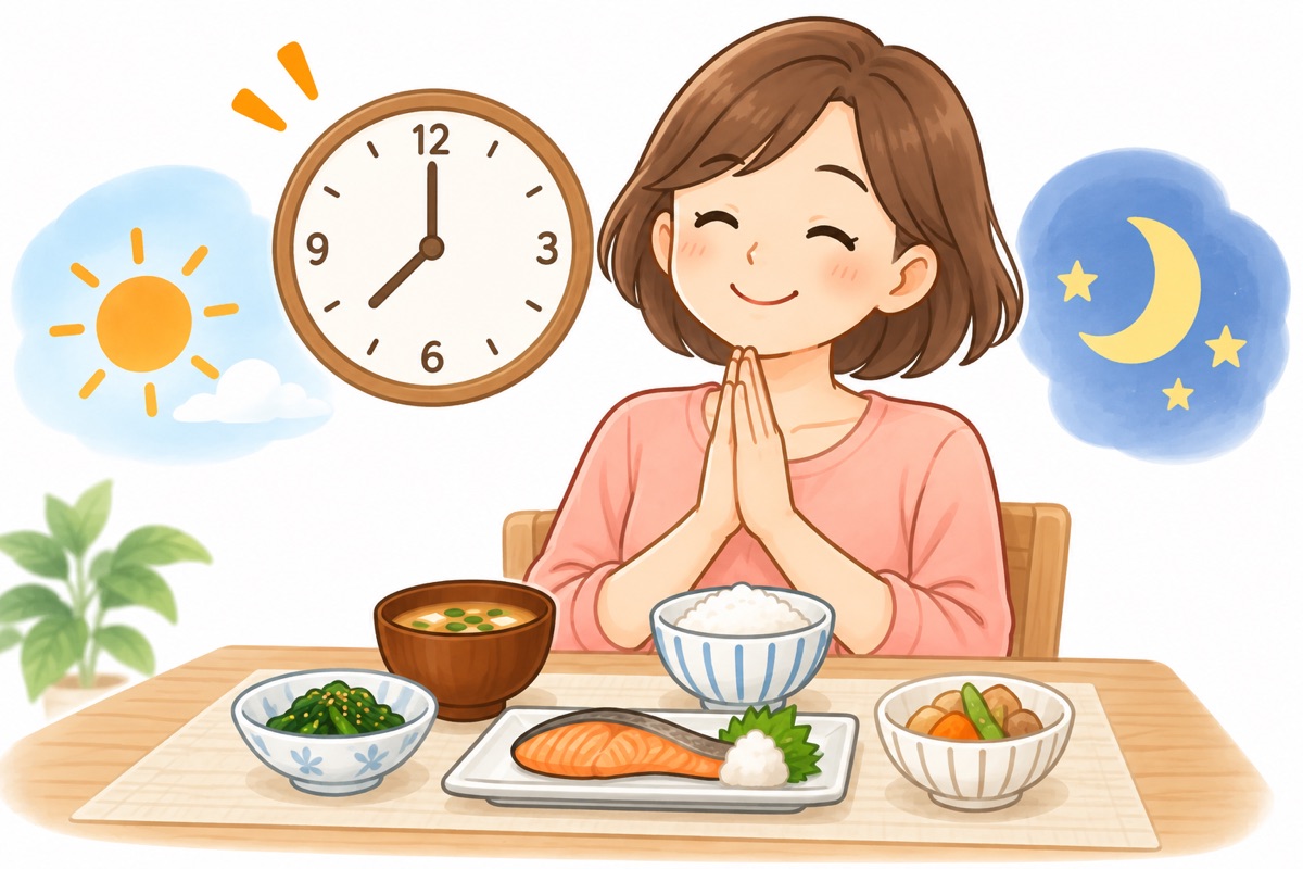 食事の時間を整えて規則正しく食べる