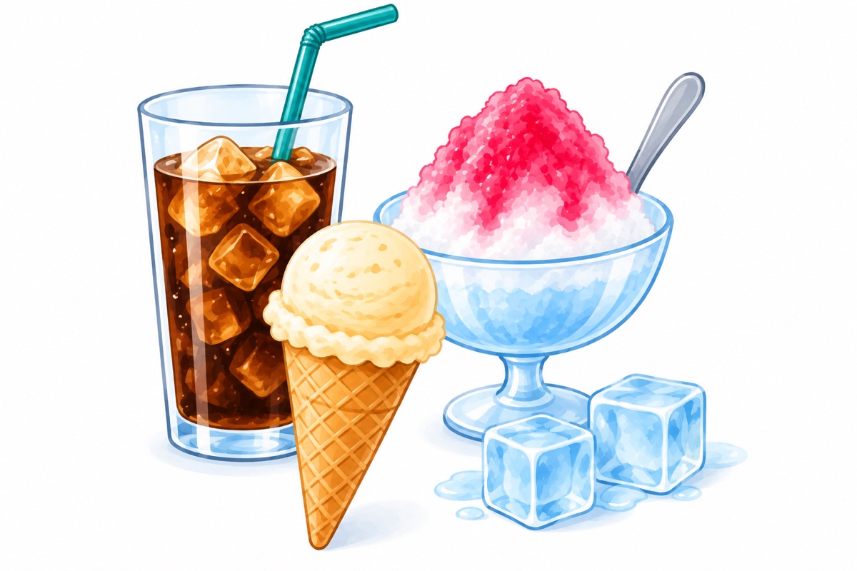 冷たい飲み物やアイスのとりすぎに注意